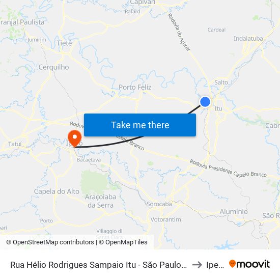 Rua Hélio Rodrigues Sampaio Itu - São Paulo Brasil to Iperó map