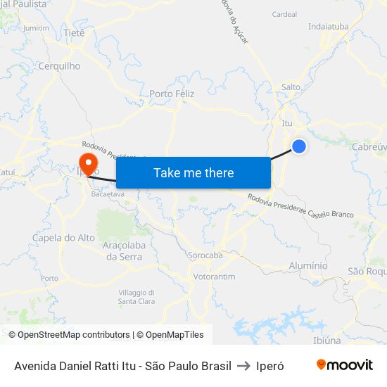 Avenida Daniel Ratti Itu - São Paulo Brasil to Iperó map