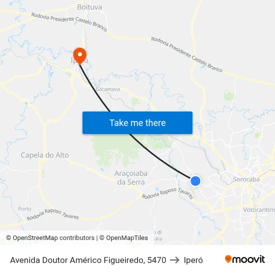 Avenida Doutor Américo Figueiredo, 5470 to Iperó map