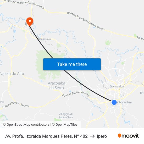 Av. Profa. Izoraida Marques Peres, Nº 482 to Iperó map