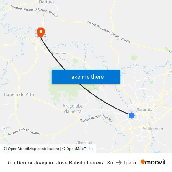 Rua Doutor Joaquim José Batista Ferreira, Sn to Iperó map
