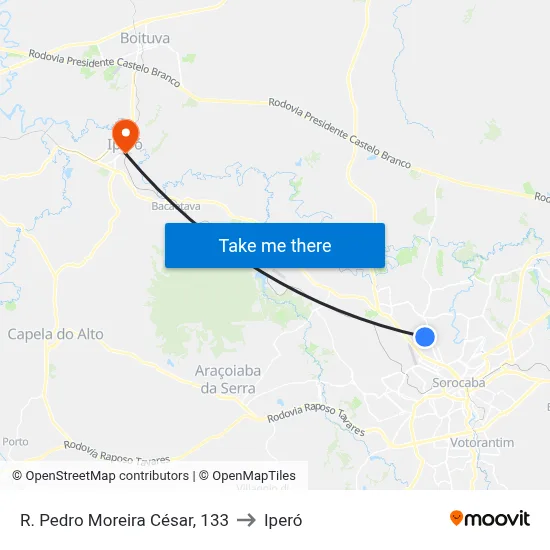 R. Pedro Moreira César, 133 to Iperó map