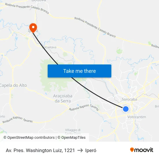 Avenida Washington Luiz 1221 to Iperó map