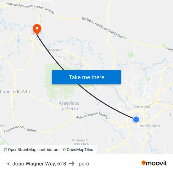 R. João Wagner Wey, 618 to Iperó map