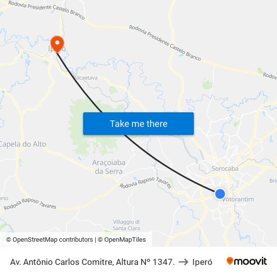 Av. Antônio Carlos Comitre, Altura Nº 1347. to Iperó map