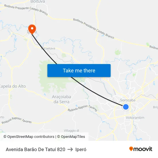 Avenida Barão De Tatuí 820 to Iperó map
