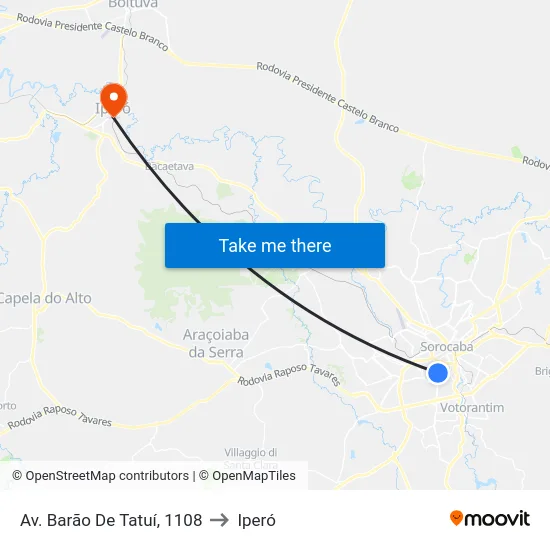 Av. Barão De Tatuí, 1108 to Iperó map