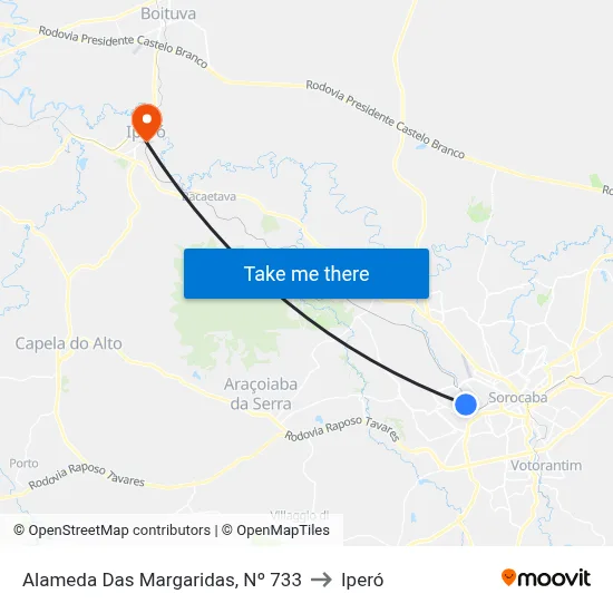 Alameda  Das Margaridas, Nº 733 to Iperó map