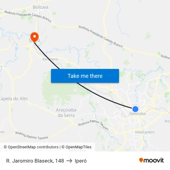 R. Jaromiro Blaseck, 148 to Iperó map