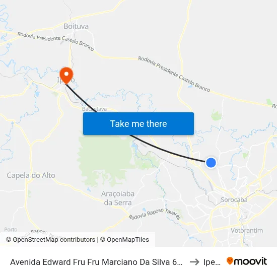 Avenida Edward Fru Fru Marciano Da Silva 665 to Iperó map