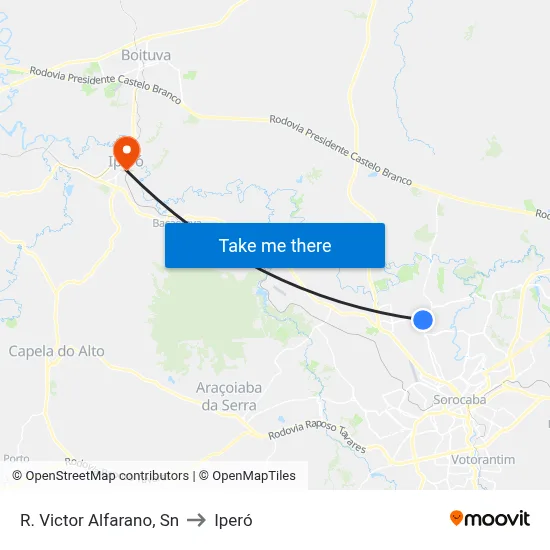 R. Victor Alfarano, Sn to Iperó map