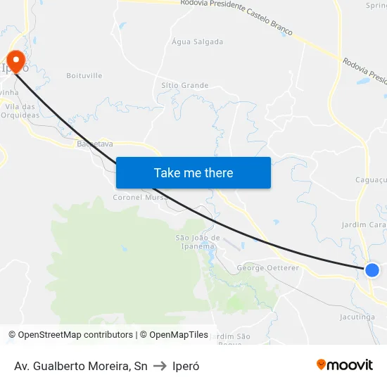 Av. Gualberto Moreira, Sn to Iperó map