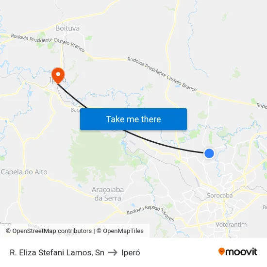 R. Eliza Stefani Lamos, Sn to Iperó map