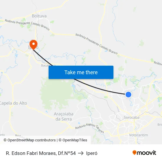 R. Edson Fabri Moraes, Df.Nº54 to Iperó map