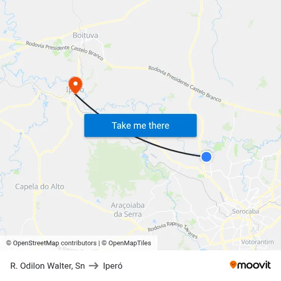 R. Odilon Walter, Sn to Iperó map