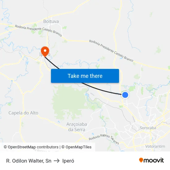 R. Odilon Walter, Sn to Iperó map