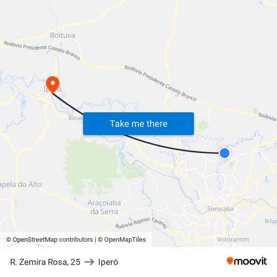 R. Zemira Rosa, 25 to Iperó map