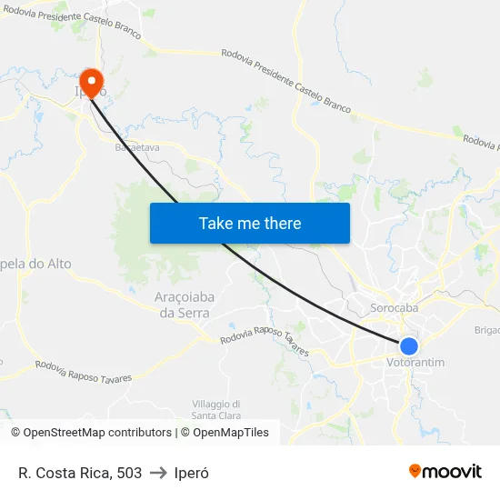 R. Costa Rica, 503 to Iperó map