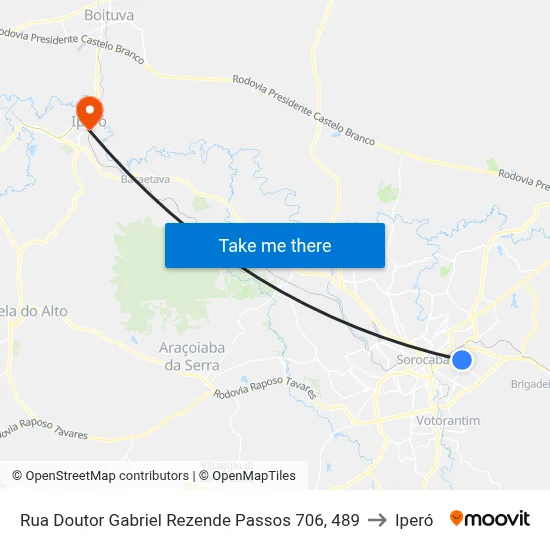 Rua Doutor Gabriel Rezende Passos 706, 489 to Iperó map