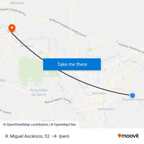 R. Miguel Ascêncio, 52 to Iperó map