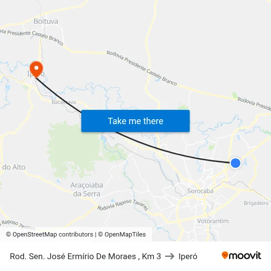 Rod. Sen. José Ermírio De Moraes , Km 3 to Iperó map
