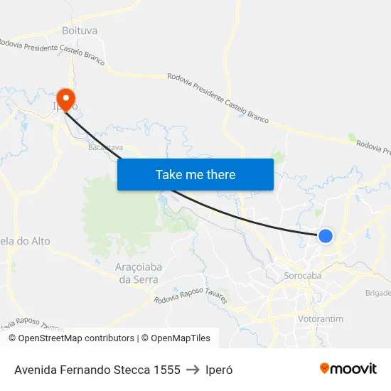 Avenida Fernando Stecca 1555 to Iperó map