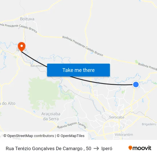 Rua Terézio Gonçalves De Camargo , 50 to Iperó map