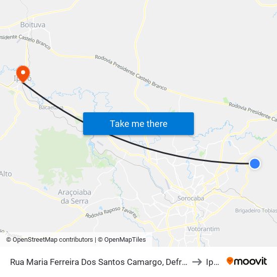 Rua Maria Ferreira Dos Santos Camargo, Defronte O Nº60 to Iperó map