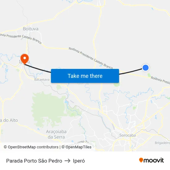 Parada Porto São Pedro to Iperó map