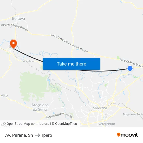Av. Paraná, Sn to Iperó map