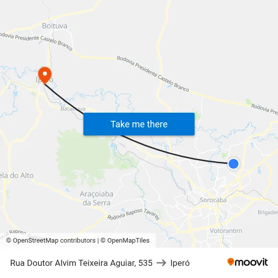 Rua Doutor Alvim Teixeira Aguiar,   535 to Iperó map