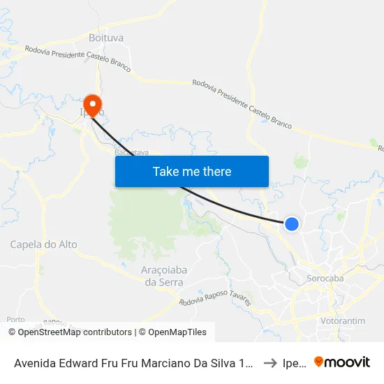 Avenida Edward Fru Fru Marciano Da Silva 1129 to Iperó map
