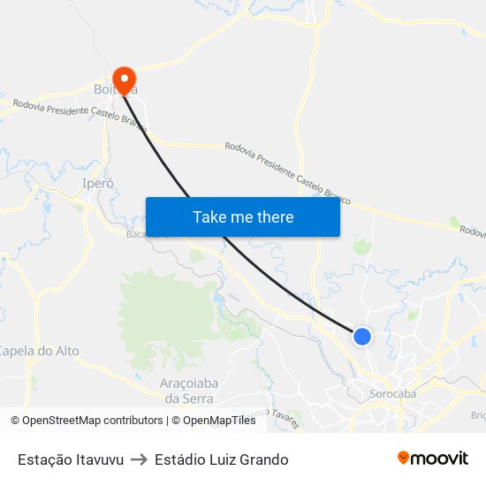 Estação Itavuvu to Estádio Luiz Grando map