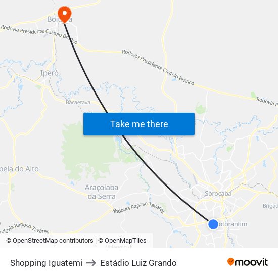 Shopping Iguatemi to Estádio Luiz Grando map