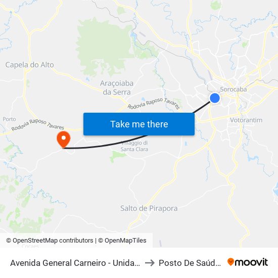 Avenida General Carneiro - Unidade Pré-Hospitalar Da Zona Oeste to Posto De Saúde De Jundiacanga map