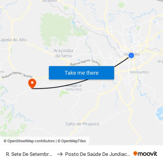 R. Sete De Setembro, 26 to Posto De Saúde De Jundiacanga map