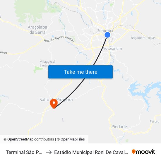 Terminal São Paulo to Estádio Municipal Roni De Cavalheiros map