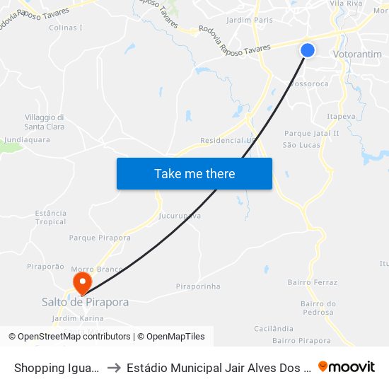 Shopping Iguatemi to Estádio Municipal Jair Alves Dos Santos map