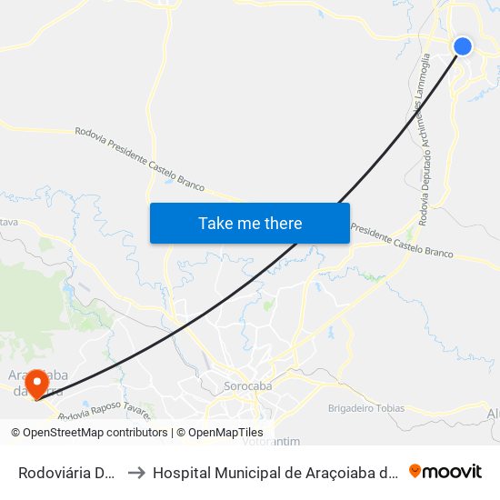 Rodoviária De Itu to Hospital Municipal de Araçoiaba da Serra map