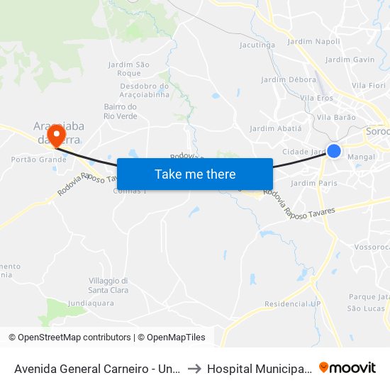 Avenida General Carneiro - Unidade Pré-Hospitalar Da Zona Oeste to Hospital Municipal de Araçoiaba da Serra map