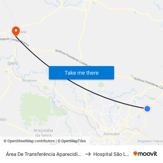 Área De Transferência Aparecidinha to Hospital São Luiz map