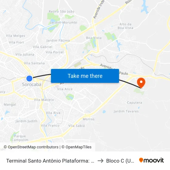 Terminal Santo Antônio Plataforma: P3 Ponto: K to Bloco C (UNISO) map