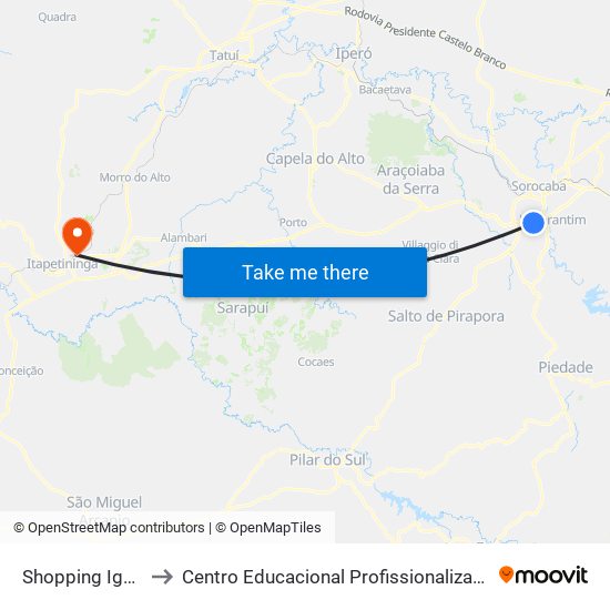 Shopping Iguatemi to Centro Educacional Profissionalizante Municipal map