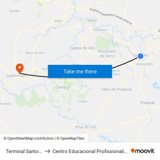 Terminal Santo Antônio to Centro Educacional Profissionalizante Municipal map