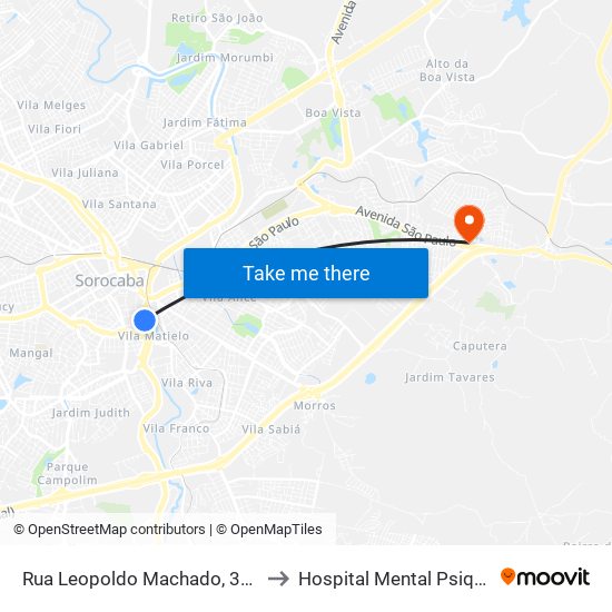 Rua Leopoldo Machado, 333-459 to Hospital Mental Psiquiatria map