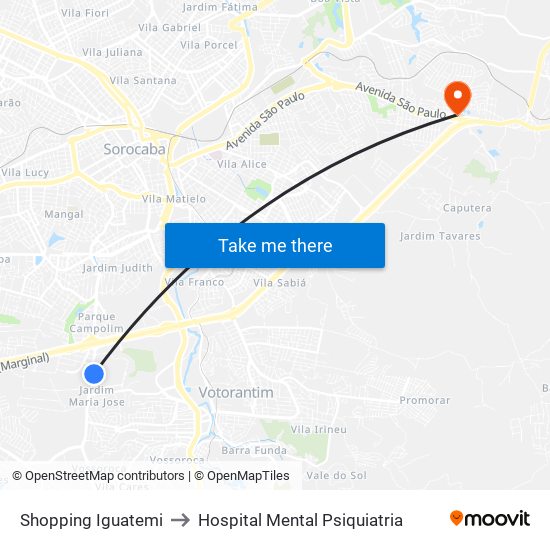 Shopping Iguatemi to Hospital Mental Psiquiatria map