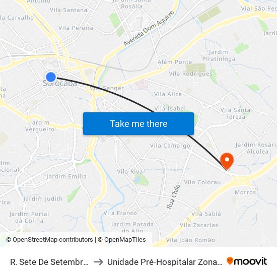 R. Sete De Setembro, 26 to Unidade Pré-Hospitalar Zona Leste map