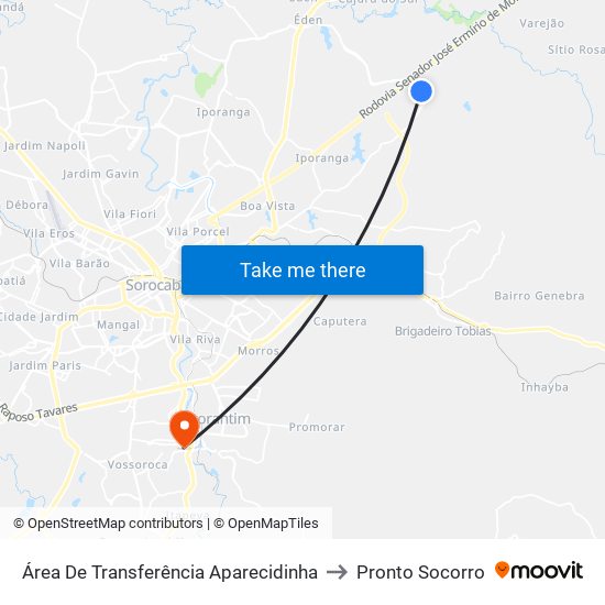 Área De Transferência Aparecidinha to Pronto Socorro map