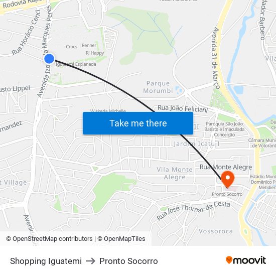 Shopping Iguatemi to Pronto Socorro map