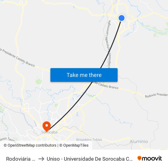 Rodoviária De Itu to Uniso - Universidade De Sorocaba Câmpus Trujillo map